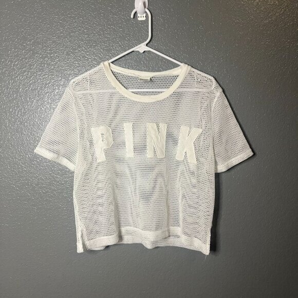 Victoria's Secret PINK White Mesh Top, Size Medium - Picture 5 of 5